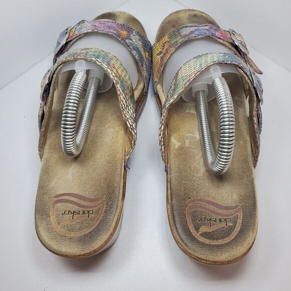 Dansko Sophie 9 EU40 Colorful Slip On Sandals Mosaic Snakeskin Embossed Leather - Picture 8 of 11